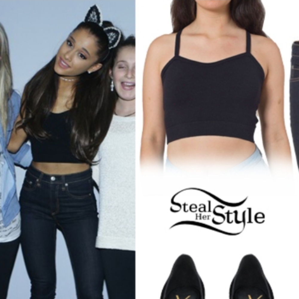 American Apparel Cropped Black Knit Top